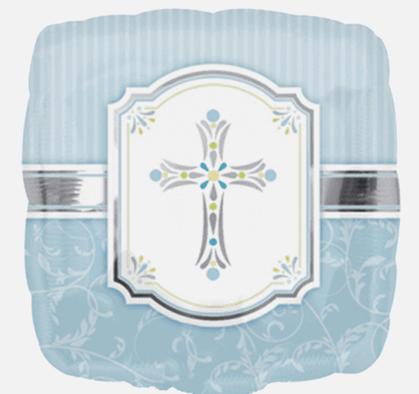 XL Folienballon eckig - Kreuz, blau - ø 43cm